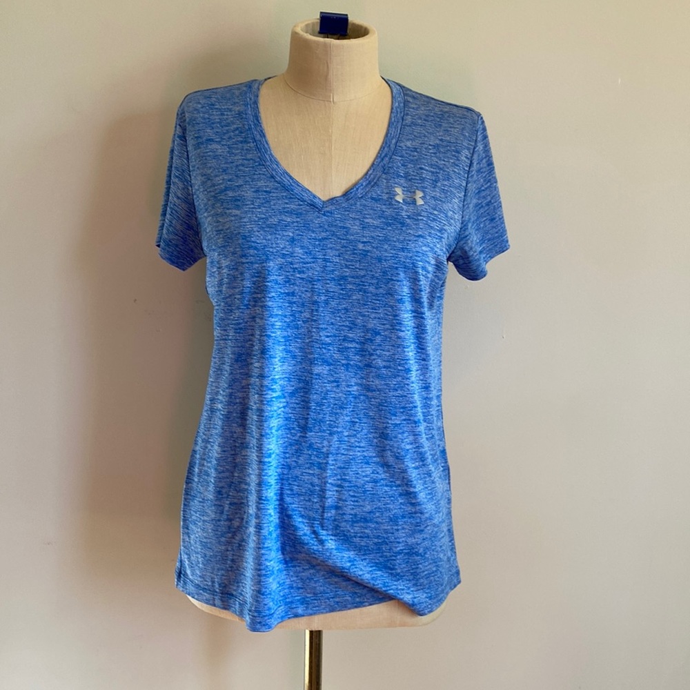 Blue Under Armour Short Sleeve V Neck Size Small.